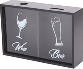 Senza Verzameldoos - Voor bierdoppen en wijnkurken - opruimen - Hout - Zwart - 30 x 20 cm