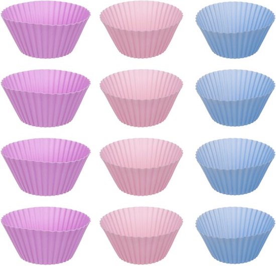 Bakplaat & Muffinvormen - Teflon Plaat - 12 Siliconen Cupcake Vormen - Herbruikbaar - Anti Aanbak laag - Rheme