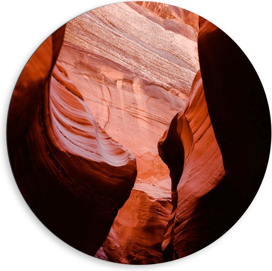 WallClassics - Dibond Muurcirkel - Antelope Canyon Ravijn - 80x80 cm Foto op Aluminium Muurcirkel (met ophangsysteem)