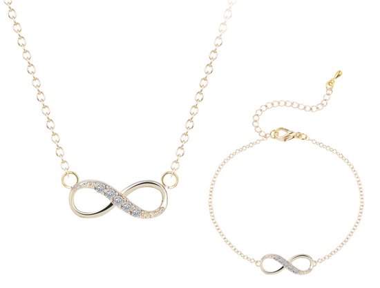 Infinity sieradenset - goudkleurig - ketting - armband - dames - cadeau voor vrouw - Liefs Jade