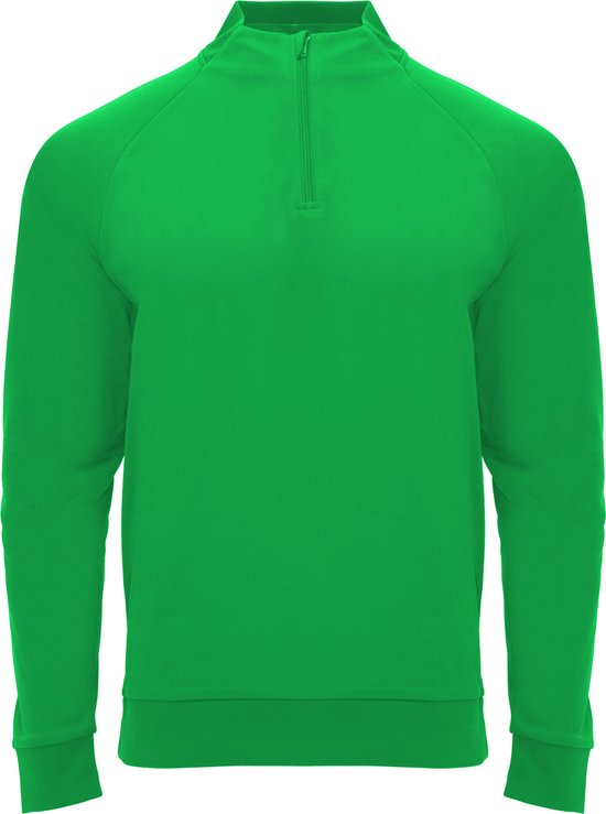 Varen Groen sportshirt met raglanmouwen en halve rits manchetten van ribboord model Epiro maat XL