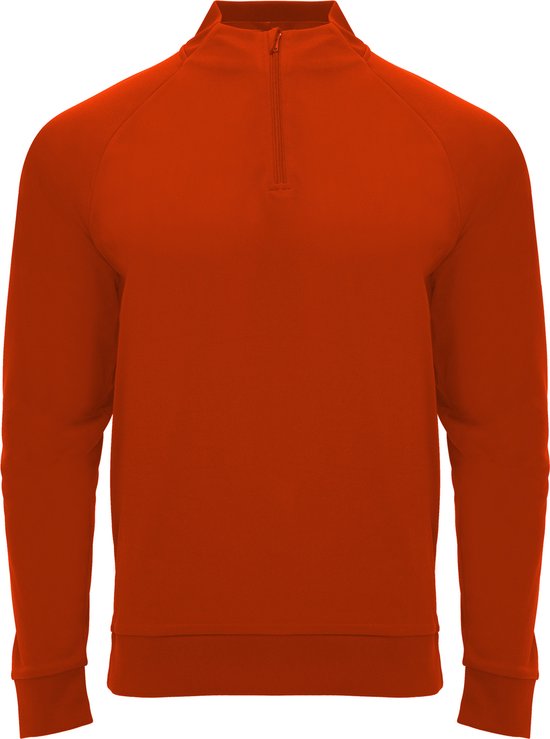 Rood sportshirt met raglanmouwen en halve rits manchetten van ribboord model Epiro maat XL
