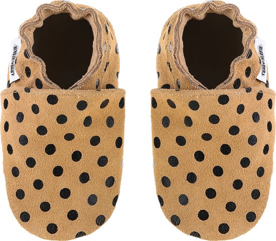 Chaussures bébé en daim couleur sable à pois de Bébé-Slofje, taille 24/25 - 18-24 mois