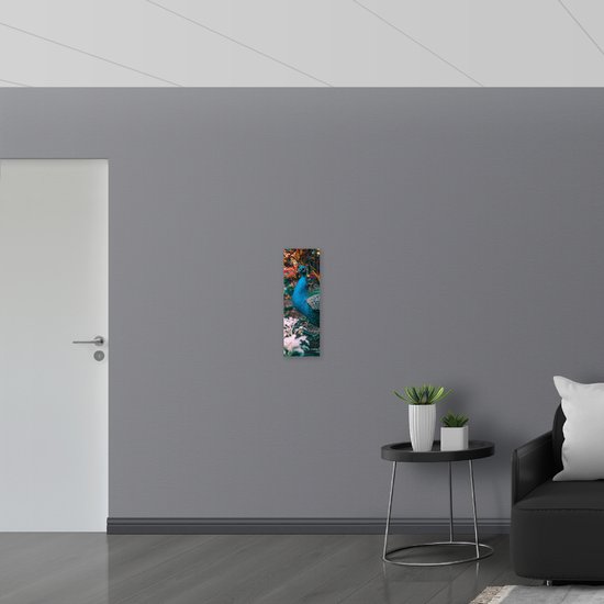 WallClassics - Sticker Muursticker - Beau Paon Blauw Vert - 20x60 cm Photo sur Sticker Muursticker