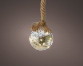 Lumineo verlichte kerstbal glas -aan touw - d10 cm - 15 leds