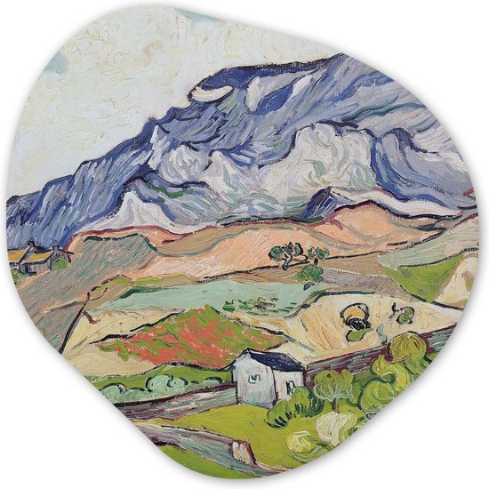Organische Wanddecoratie - Kunststof Muurdecoratie- Organisch Schilderij - De Alpen - Vincent van Gogh- 60x60 cm - Organische spiegel vorm op kunststof