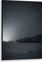 WallClassics - Canvas - Starry Sky Over Snow Landscape - 80x120 cm Photo sur Toile Peinture (Décoration murale sur Toile)