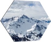 WallClassics - Dibond Hexagon - Sneeuw op Hoge Bergen - 80x69.6 cm Foto op Hexagon (Met Ophangsysteem)
