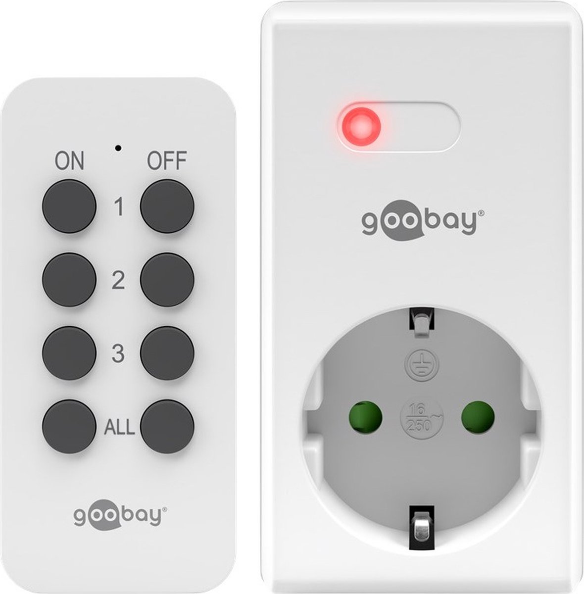 Goobay draadloze schakelset - 1 contact met afstandsbediening - voor binnen / wit