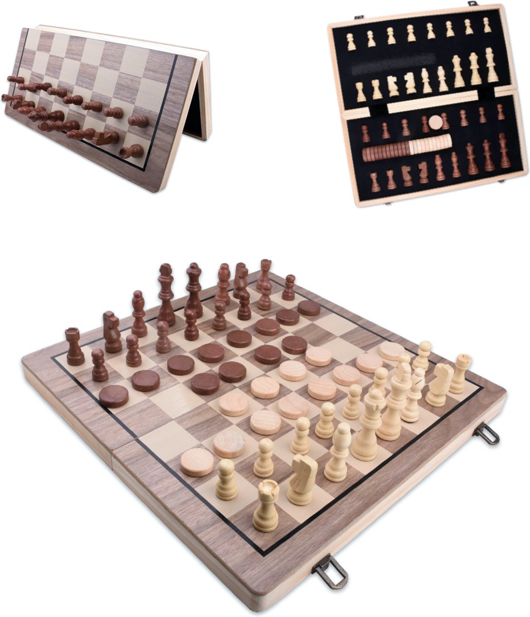 Retoo Schaakspel, schaakbord, magnetische reisschaak voor volwassenen en kindere