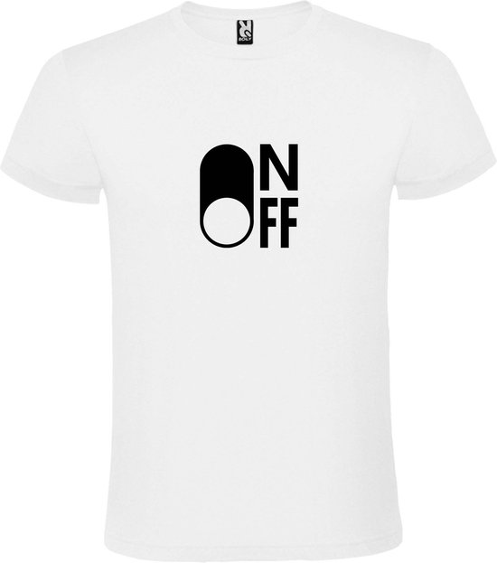 Wit T-Shirt met “ On/Off Button OFF “ afbeelding Zwart Size XXXXXL