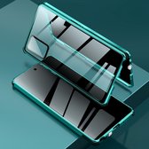 Voor Samsung Galaxy Note20 Vierhoek schokbestendig Anti-gluren magnetisch metalen frame Dubbelzijdig gehard glazen omhulsel (groen)
