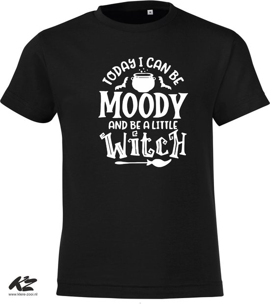 Klere-Zooi - Moody Little Witch - Zwart Kids T-Shirt - 116 (5/6 jr)