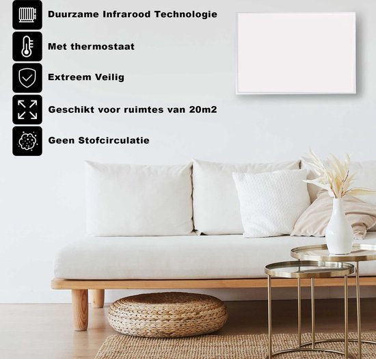 Hocosyme Infrarotheizung mit Thermostat 300 Watt, Infrarotheizung Wandmontage - 1-3 Min auf Betriebstemperatur bis 120 Grad - TÜV - Touch-Thermostat - 𝟭𝟬 𝐉𝐀𝐇𝐑𝐄 𝐆𝐀𝐑𝐀𝐍𝐓𝐈𝐄