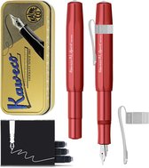 Kaweco Cadeauset - 1 Vulpen - Nostalgic Octagonal Clip CHROME - ALUMINIUM SPORT - Sport Aluminium Deep Red - Medium - Vintage blikje - Extra Doosje Vullingen