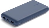 Belkin Boost Charge - Powerbank 20.000 mAh - USB-A- en USB-C-Poorten - Met Snellaadfunctie - Geschikt voor iPhone - 15W - Blauw