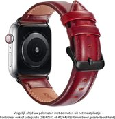 Bruin Lederen Sporthorloge Band geschikt voor Apple Watch 1, 2, 3, 4, 5, 6, 7, 8, SE & Nike+, 42mm & 44mm "Mannenbreedte" Series – Maat: zie maatfoto - 42 mm en 44 mm - Leer - Leder - Leren Smartwatchbandje - Brown