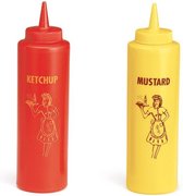 Ketchup & Mosterd 1950's Serveerster Knijpflessen Set - 235ML
