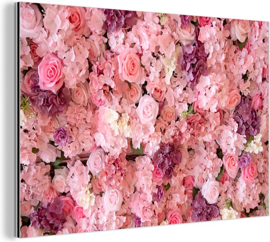 Décoration murale Métal - Peinture Aluminium Industrielle - Fleurs - Roses - Roses - 60x40 cm - Dibond - Photo sur aluminium - Décoration murale industrielle - Pour le salon / chambre