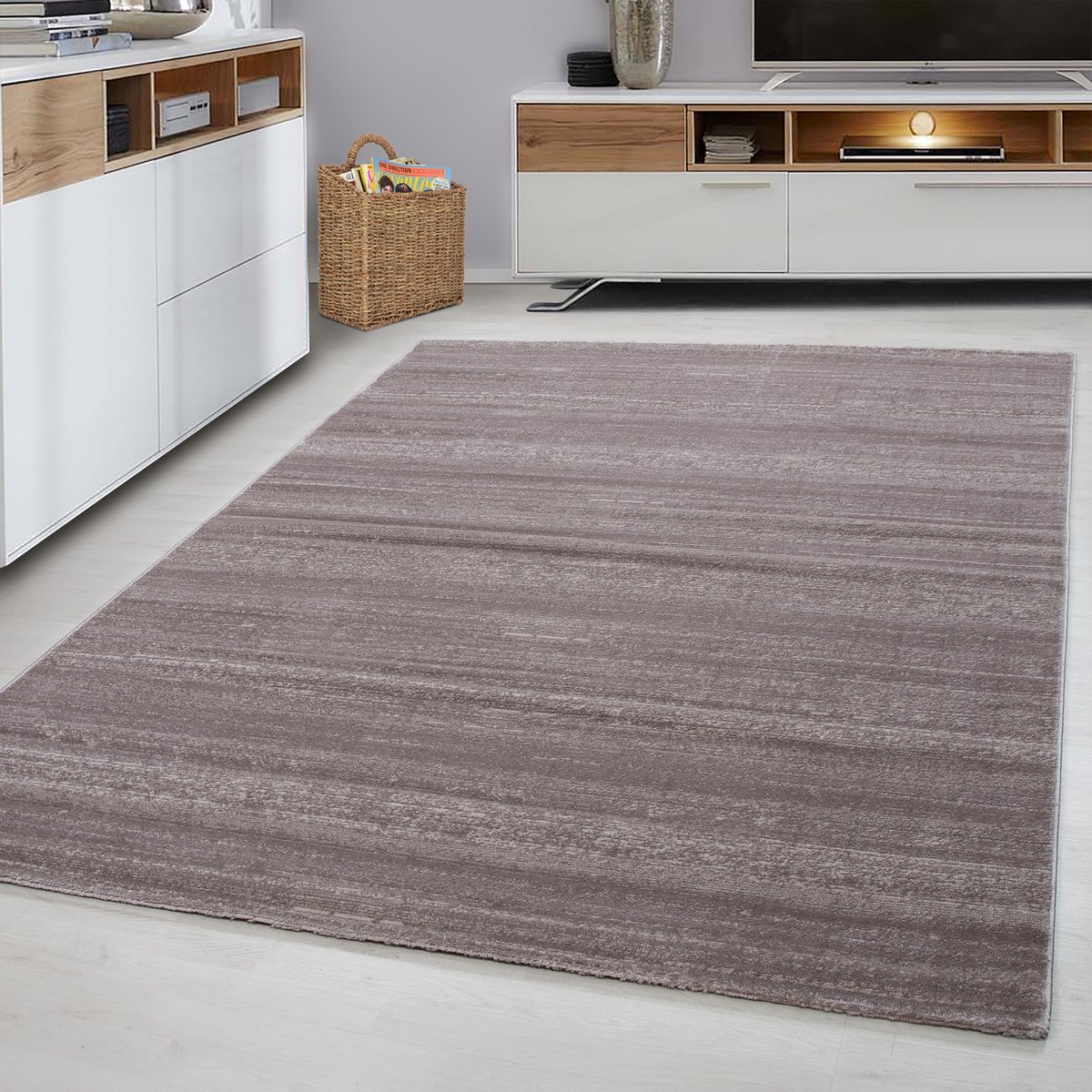 flycarpets Marlon Vloerkleed Effen Gestreept - Beige - Laagpolig - 120x170 cm