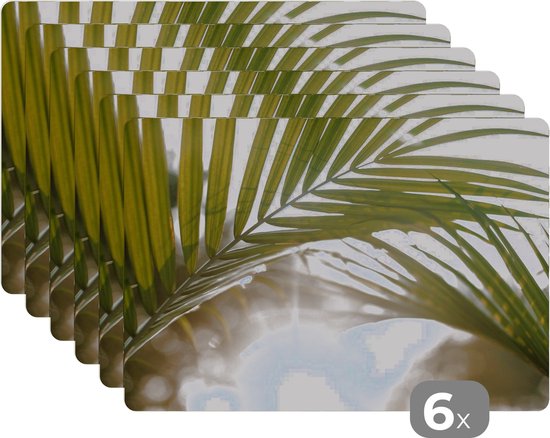 Set de Table - Napperons de Table en Plastique - Palmier - Feuille de Palmier - Soleil - Été - 45x30 cm - 6 Pièces - Résistant à la Chaleur - Antidérapant - Pad - Amovible