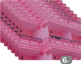 Placemat - Placemats kunststof - Balkon - Zomer - Roze - Architectuur - 45x30 cm - 6 stuks - Hittebestendig - Anti-Slip - Onderlegger - Afneembaar