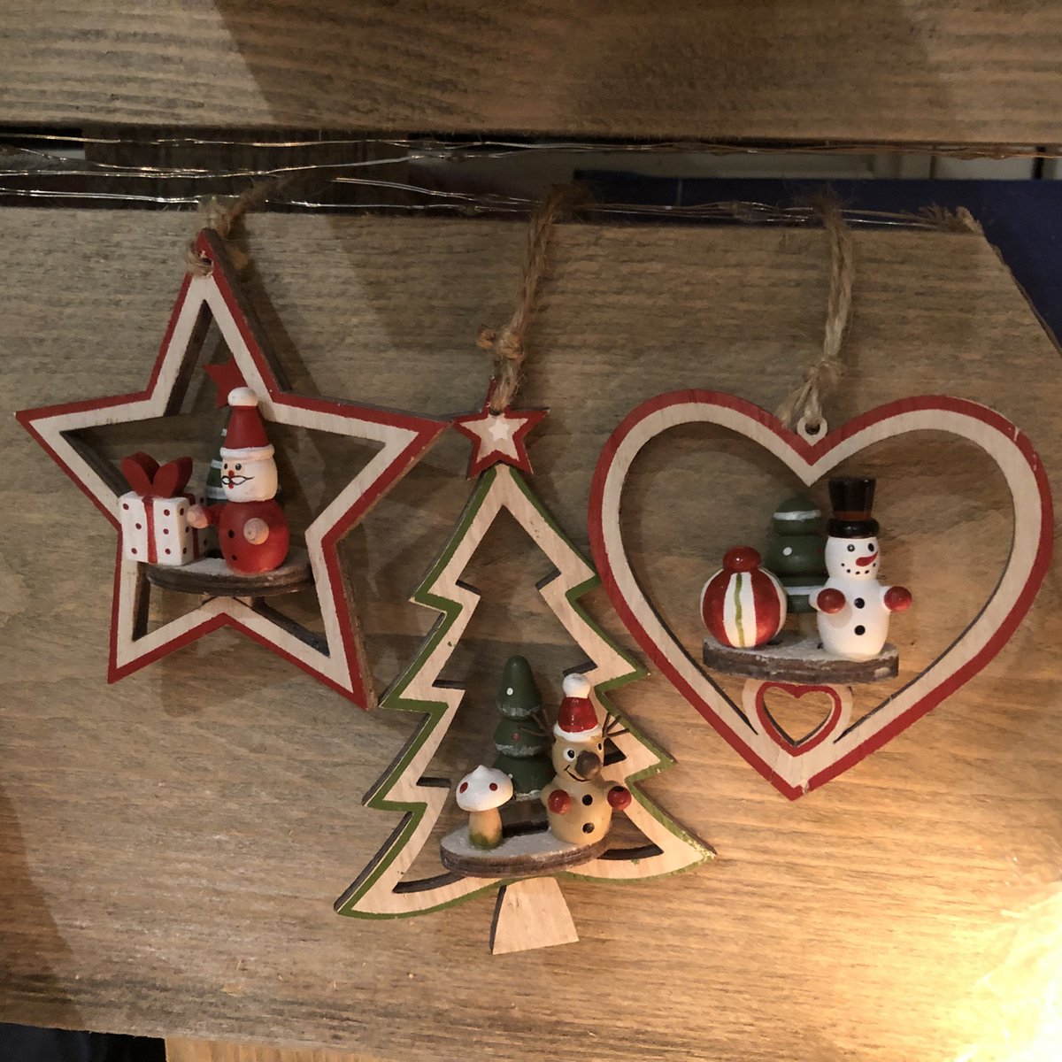 Kerstboom hangertjes - verschillende motieven -STER - HART - Kerstboom - KERST versiering - 6 STUKS