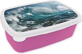 Broodtrommel Roze - Lunchbox - Brooddoos - Oceaan - Golf - Water - 18x12x6 cm - Kinderen - Meisje