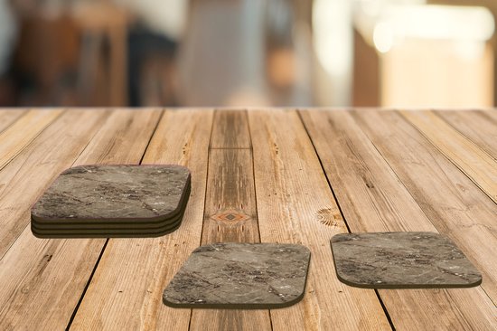 Sous-verres -verres - Marbre - Marron - Glitter - 10x10 cm - 6 pièces