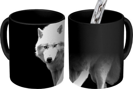 Mug Magique - Photo sur Mugs Chauffants - Mug à Café - Loup - Animal - Zwart - Wit - Mug Magic - Tasse - 350 ML - Mug à Thé