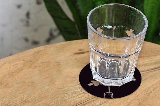 Sous-verres pour verres - Rond - Feuilles - Or - Luxe - 10x10 cm - Sous-verres en verre - 6 pièces