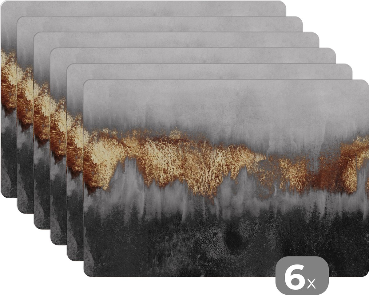 Placemat - Chic - Abstract - Goud - Onderleggers - Placemats - 45x30 cm - 6 stuks