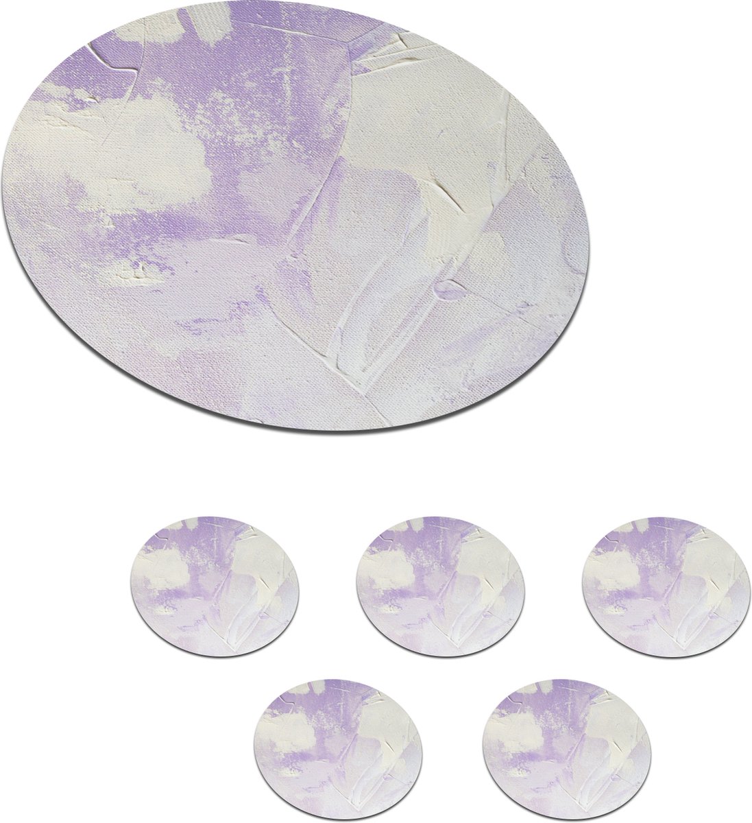 Onderzetters voor glazen - Rond - Abstract - Verf - Design - 10x10 cm - Glasonderzetters - 6 stuks