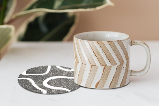 Sous-verres pour verres - Rond - Abstrait - Minimalisme - Design - 10x10 cm - Sous-verres en verre - 6 pièces