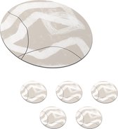 Sous-verres pour verres - Rond - Ligne - Abstrait - - Design - 10x10 cm - Sous-verres en verre - 6 pièces