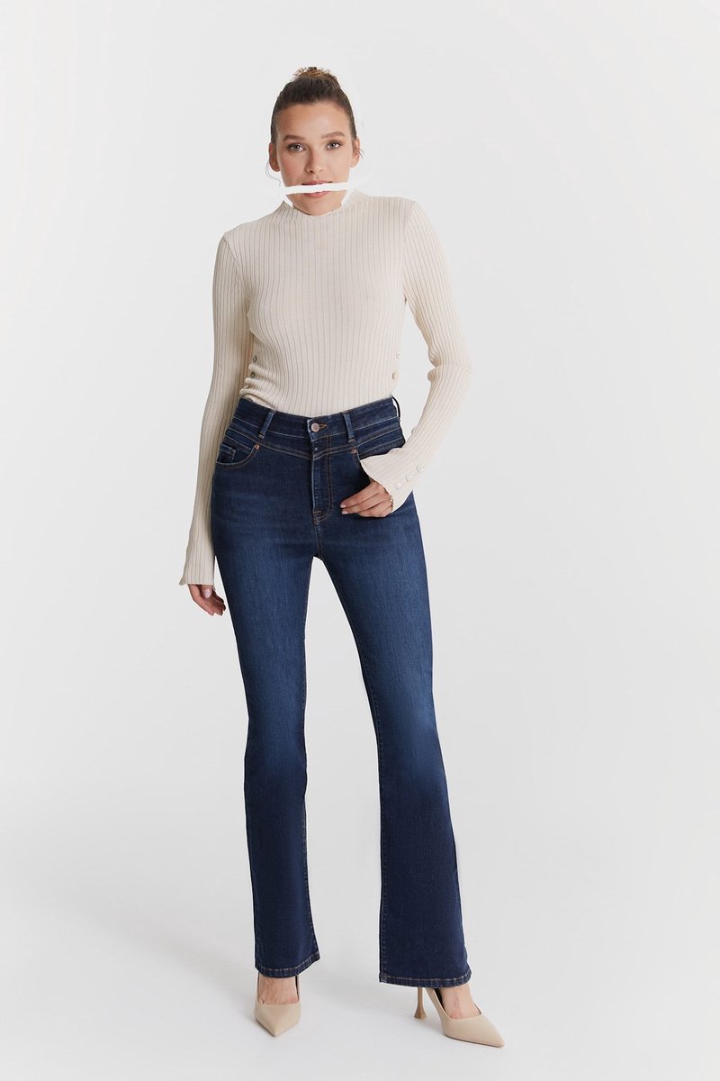 COJ - Matilda - Dames Flare Jeans - Deep Blue