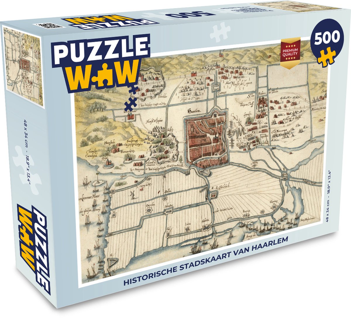 Puzzel Plattegrond - Haarlem - Antiek - Legpuzzel - Puzzel 500 stukjes - Stadskaart
