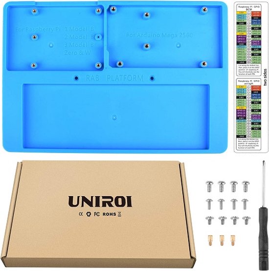 Foto: Uniroi 7 in 1 rab ouv houder raspberry pi breadboard base plate behuizing met ide 328p besturingskabel voor mega 2560 raspberry pi 3 model b 2 model b 1 model b rpi 4b zero en 400 points breadboard