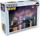 Puzzel Het vuurwerk boven Sydney tijdens nieuwjaar in Australië - Legpuzzel - Puzzel 1000 stukjes volwassenen