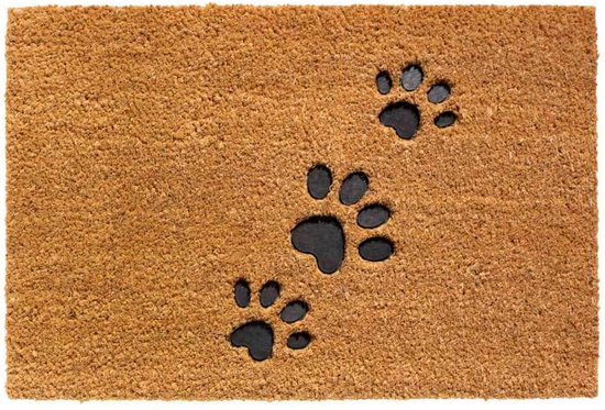Hamat Ruco Embossed Rubber 147 Paws 40 x 60 cm | Kokosmat met pootafdrukken hond of kat
