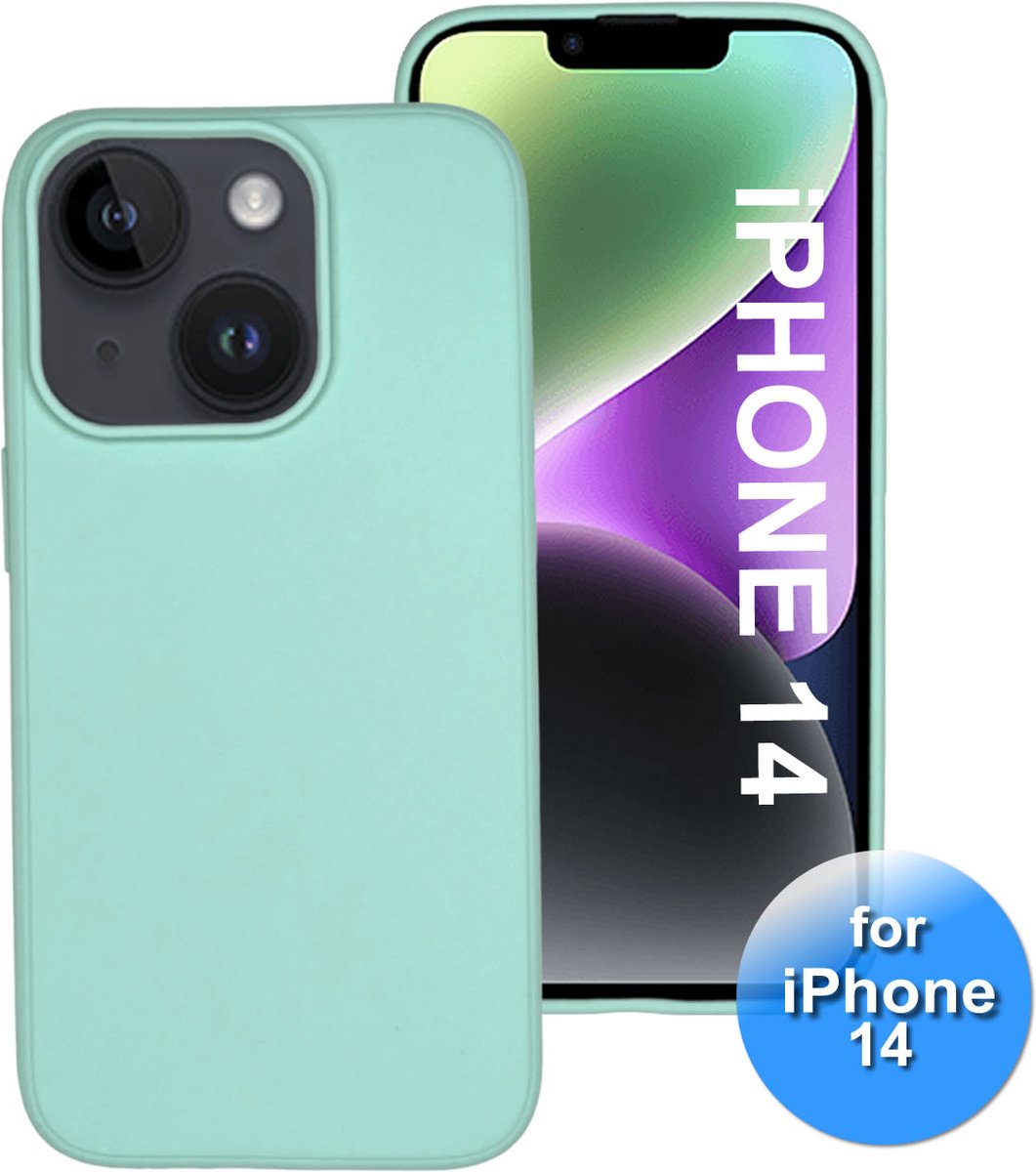 Hoesje geschikt voor iPhone 14 - telefoonhoesje - Back Cover - Siliconen - Mint Groen