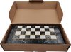 Afbeelding van het spelletje Backgammon koffer - kleur zwart - maat L - luxe uitvoering - met marmerprint - inclusief schaakstukken