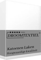 Droomtextiel - Ouderwetse - Laken - Wit - 160x290 cm - Eenpersoons - 20A Hotelkwaliteit - Percale Katoen -  Super Zacht -