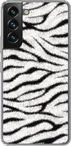 Geschikt voor Samsung Galaxy S22 hoesje - Dierenprint - Zebra - Wit - Siliconen Telefoonhoesje