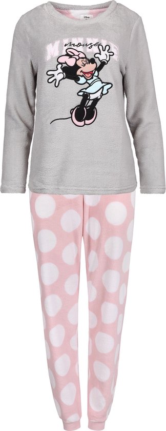 Minnie Mouse Disney - Fleece pyjama voor dames, grijs en roze, stippen, warme pyjama / XXS