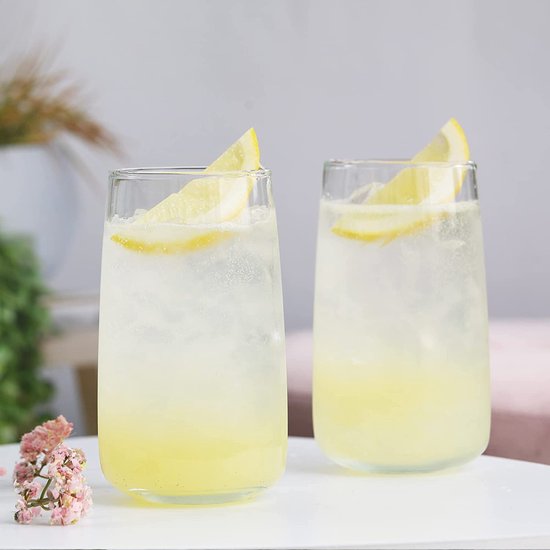 Longdrinkglazen Tumbler Waterglazen Glas Sapglazen Drinkglazen Long Drink Highball Cocktailglas, Vaatwasmachinebestendig, Verzameling Elin, 300 ML, Set van 6