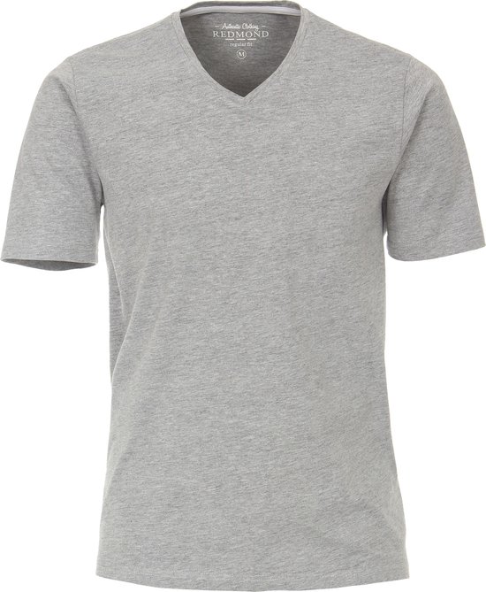 Redmond regular fit T-shirt - korte mouw V-hals - grijs - Maat: S