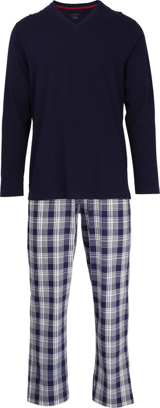 BUGATTI pyjama homme col V- carreaux bleu foncé - Taille : S | bol.com