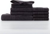Homéé 11-delige baddoekenset 3CAM 500g. p/m² - 1 badlakens, 2 handdoeken, 4 gastendoekjes en 4 washandjes - antraciet - 100% katoen