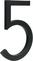 Milano Black Huisnummer 5 - 15 cm hoog - Aluminium - Groot Modern Zwart Huisnummer - Zwart huisnummer - Huisnummer Zwart